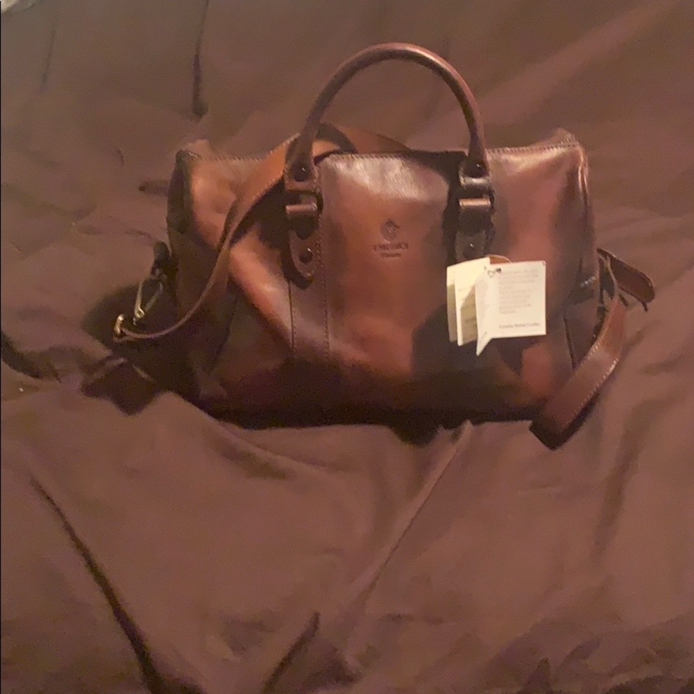 Leather Boston handbag